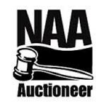 NAA Auctioneer logo featuring a gavel, representing the National Auctioneers Association's branding in the auction industry.